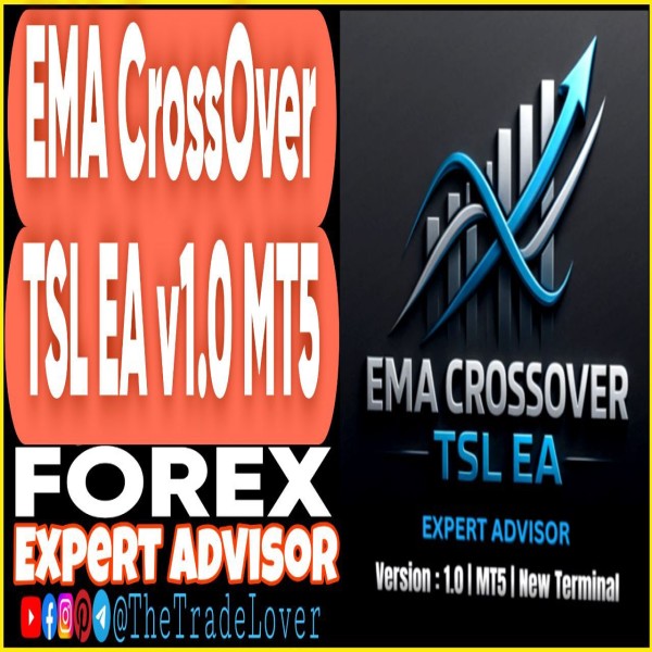 EMA Crossover TSL EA v1.0 MQ5 Source Code (Works on Build 5120+) | Forex Robot | MT5 Expert Advisor - The Trade Lovers